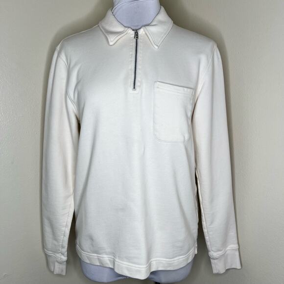 Norse Projects Jorn Quarter Zip Pullover Small Mens Cream Relaxed Casual Preppy - Picture 3 of 9